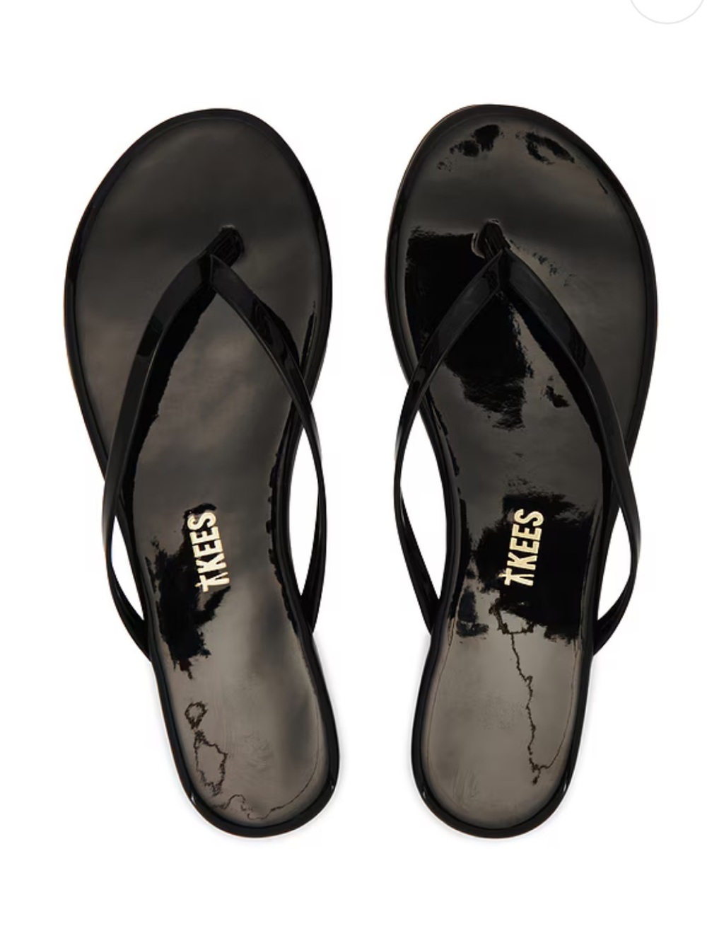 Tkees Glosses Flip Flops shoes Licorice Black Patent Leather Sandals Revolve 10